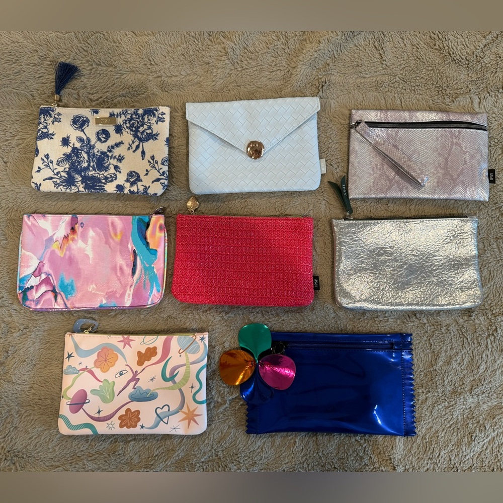 ipsy Vibrant Clutch and Wristlet Set - Blue, Pink, Silver, White